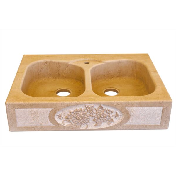 Lavabo in Marmo Giallo Egiziano con Decorazione