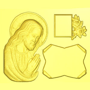 Lapide Cristo con pergamena e fiori - 3d Model STL
